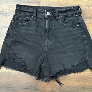 American Eagle Outfitters Black Frayed Jean Shorts